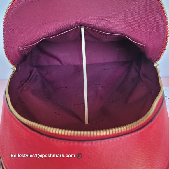 COACH Colorblocked Polished Pebble Leather Carrie Backpack -Red Apple Multi⭐ main image 3